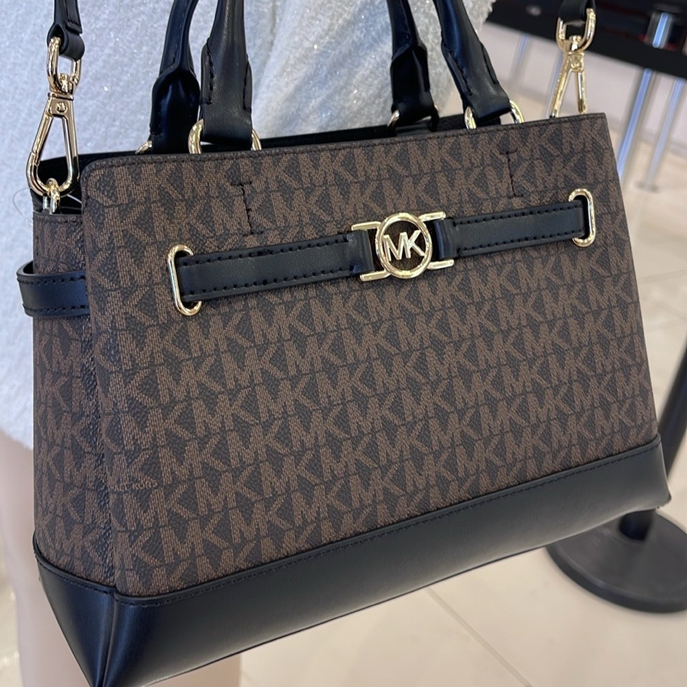 Michael Kors Reed Small Belted Logo Satchel Crossbody Center Zip Bag Purse 
NWT